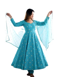 ชุดส่าหรีแบบวิชิตร่าผ้าไหมสำหรับผู้หญิง พร้อมงานปักเลื่อมหนัก ชุดอานาร์กาลี กุรตา กางเกงขายาว ผ้าคลุมไหล่ สำหรับงานปาร์ตี้ - Product Image 1