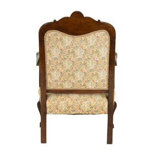 Sillón Antiguo Tallado en Madera de Teca Sólida de Alta Calidad con Acabado Marrón Oscuro y Tapicería para Uso en Interiores - Product Image 6