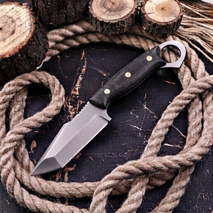 Couteau de chasse et d'extérieur EDC à lame fixe en acier forgé à la main, manche en Micarta, anneau de maintien, vente en gros, OEM, fabricant sur mesure - Product Image 3