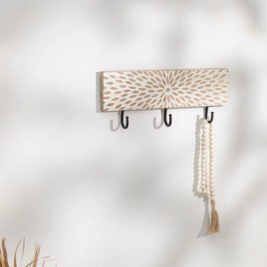 Hot Selling Printed Wooden <b>Wall</b> <b>Hook</b> <b>Rack</b> Floral Design Coat Hanger Modern Home Decor Entryway Organizer Storage <b>Hooks</b> - Product Image 1