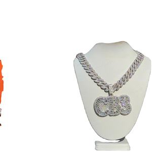 Pendentif personnalisé en argent sterling S925 plaqué or 18 carats avec initiales CB3 personnalisées testeur de diamant de passage bijoux de luxe - Product Image 1