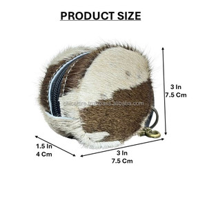 New Arrival 2026 Real Hair on Cowhide Leather Coin <b>Purse</b> Keychain Mini Round Shape Zipper Pouch For Coins, Key & <b>Small</b> Essential - Product Image 2