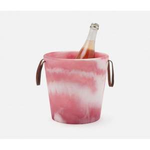 Seau à glace moderne en résine avec poignées latérales |   Refroidisseur à vin élégant pour les fêtes, le bar à domicile et les cadeaux, motif marbré - Product Image 4