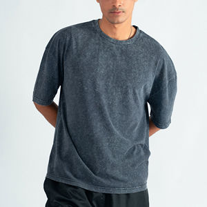 Camiseta Extra Grande para Hombre de Primera Calidad, Lavada al Ácido, con Efecto Desgastado, 100% Algodón, Hombros Caídos, Manga Corta, Cuello Redondo, 240 Gramos - Product Image 4