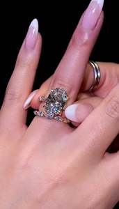 Luxury Oval Cut Moissanite Engagement <b>Ring</b> Set <b>925</b> <b>Silver</b> Gold Plated Prong Setting Women Bridal Wedding Jewelry GRA Certified - Product Image 3