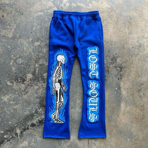 Pantalones de chándal acampanados ligeros de diseño personalizado High Street 2026 para hombre, con estampado apilado y tejido, de cintura media - Product Image 5