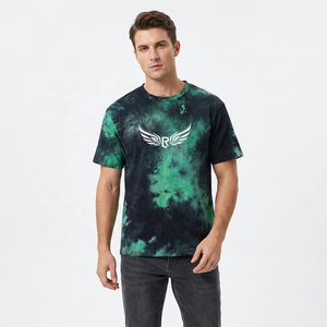 Camiseta de Manga Corta Tie-Dye para Hombre, Cuello Redondo, Estilo Casual, Tejido de Punto, Corte Regular, con Logotipo de Ala en el Frente, Degradado Verde y Negro - Product Image 4