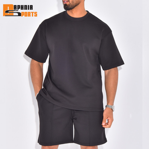 Custom Logo Summer Sportswear 2-Piece Suits T-Shirt Short Tracksuits Men Running 100% Cotton Breathable <b>Knitted</b> Men <b>Set</b> - Product Image 2