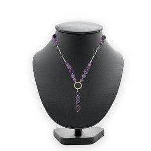 Collier de perles d'eau douce violettes, chaîne de perles facettées, bijoux pour femmes, cadeau de fête ou de mariage - Product Image 4