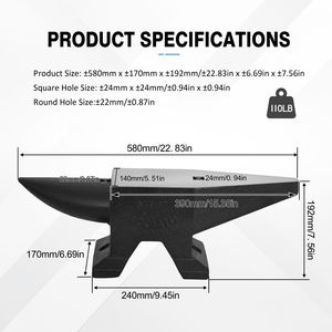 Enclume Ronde en Acier Coulé de 110 lb, Haute Dureté, Outil de Faisonnier avec Grande Base Stable pour Plan de Travail - Product Image 4