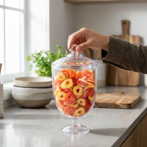 Wholesale ODM OEM Transparent <b>Plastic</b> Candy & Cookie Vase <b>Jar</b> Lid Custom Color Logo for Table Display Decoration Made Vietnam - Product Image 4