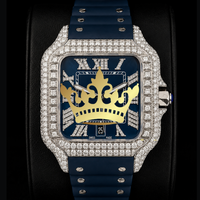 Montre Classique Hip Hop en Acier Inoxydable avec Diamants Moissanite pour Homme, Entièrement Sertie de Pierres VVS, Mouvement Quartz Simple et Luxueux, Étanchéité 10 ATM