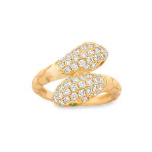 Bagues Serpent Diamantées en Or Massif 14 carats, Pavé de Diamants de Laboratoire Ronds et Émeraudes, Bandes Spirales Entrecroisées, Prix de Gros Usine - Product Image 5