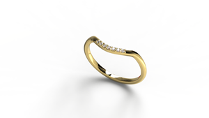 Minimalist 18K Gold Curved Diamond <b>Ring</b> <b>Dainty</b> Pave Round Diamond <b>Ring</b> Contour Stackable Band Fine Jewelry Engagement <b>Ring</b> Women - Product Image 2