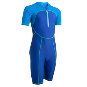 Unisex Kids Swimsuit Zippered Shorty Wetsuit with Short Sleeves Bathing Suit with Front Logo for Girls and <b>Boys</b> Haus Industries - Product Image 1