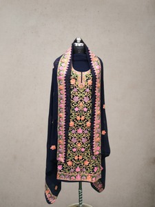 Nouvelle collection de créateurs, salwar kameez en faux georgette avec broderie, ensemble de fête entièrement cousu, prêt à porter, séchage rapide, toutes saisons - Product Image 3