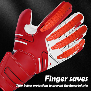 ถุงมือผู้รักษาประตู Sportex Professional สีแดง ผลิตจากยางเยอรมันแบบ Contact Latex ทรง Negative Cut สำหรับฟุตบอล  ความหนา 4 มม.  ยึดเกาะดีเยี่ยม ระบายอากาศได้ดี - Product Image 3