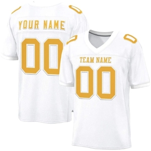 Camiseta de Fútbol Americano Blanca Personalizada para Hombre, Cuello en V, Manga Corta, Impresión Sublimada, Poliéster Transpirable, Nombre del Equipo, Número 00 - Product Image 1