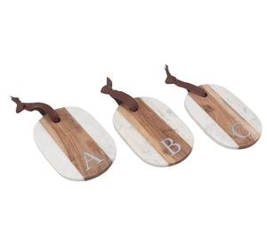 Tabla de cortar de madera de mármol con agujero colgante, plato de postre para picar cocina, servir comida cocida para utensilios de cocina - Product Image 3