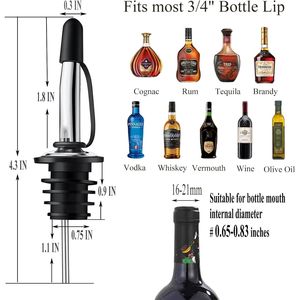 Paquete de 12 Boquillas Vertedoras Rápidas para Alcohol, Vino, Aceite de Oliva, Accesorios de Bar con Tapones Antipolvo y Tapones para Botellas de Vino - Product Image 2