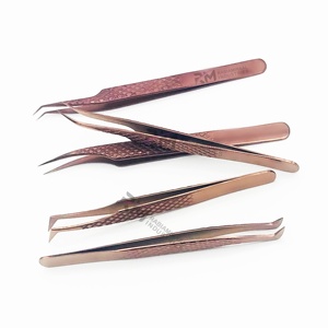 Pince à épiler de précision en acier inoxydable rose doré RMI, pointe lisse, longueur 10 mm, pour extension de cils - Product Image 3