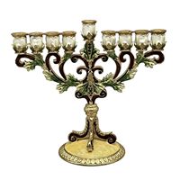 Chandelier à 9 branches de style antique en métal, porte-bougie antique pour une décoration festive et spirituelle