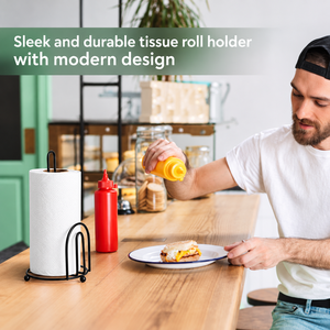 Metal Kitchen Paper <b>Towel</b> Holder Stand for Countertop <b>Freestanding</b> Toilet Roll Tissue Dispenser <b>Rack</b> with Decorative Holder - Product Image 4