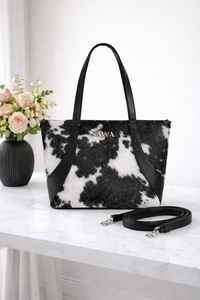 Bolso Tote Clásico de Cuero Genuino con Pelo Natural para Mujer, Bolso de Mano Multifuncional Portátil de Verano, Piel Natural Premium LHTB-0039 - Product Image 4