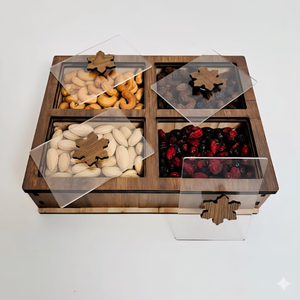Ensemble de boîtes à bonbons en bois avec couvercle, récipients carrés en verre pour noix, chocolat, dattes, plateau de service, design minimaliste - Product Image 5