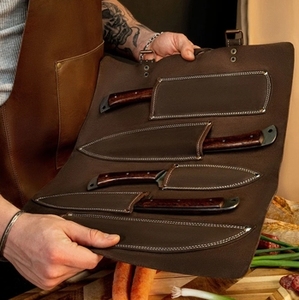 Ensemble de couteaux de chef vintage écologiques en acier au carbone forgé à la main, 5 pièces, couteaux de cuisine faits à la main avec revêtement antiadhésif et manche en bois - Product Image 4
