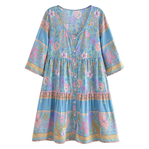 Mini vestido estampado para mujer, vestido informal de moda de verano - Product Image 2