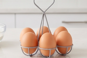Heart Design Metal Egg Holder Stand For Six Eggs Grey Powder Coated Iron Kitchenware <b>Tabletop</b> <b>Storage</b> Rack For Home Use - Product Image 4
