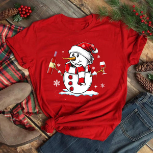 New Christmas Wine Glass Glitter Print T Shirt New Year Women <b>Tops</b> Cartoon Shirt Female Short Sleeve Crew Neck Black <b>Sequined</b> - Product Image 4