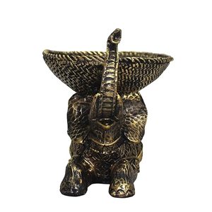 Bol sculpté en forme d'éléphant, décoration orientale en métal sculpté, plateau de rangement fait à la main pour clés télécommandées - Product Image 2
