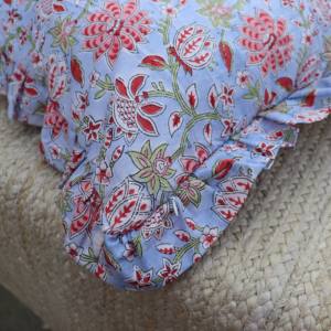 Funda de Almohada Hecha a Mano con Estampado de Bloques de Algodón, Cuadrada, con Diseño Floral Colorido, Estilo Vintage, con Volantes, para el Hogar o Hoteles - Product Image 6