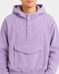 Sudadera con capucha de invierno para hombre, de primera calidad, color lavanda, con bolsillo canguro, estilo casual, extragrande, tipo anorak de felpa. - Product Image 4
