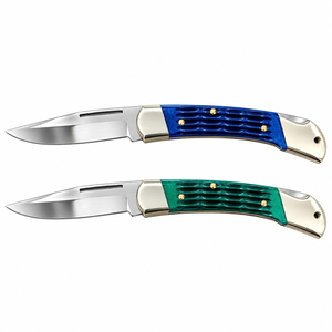 Couteaux de poche pliants rouge, argent et or avec manche ergonomique texturé, lame en acier inoxydable tranchante, pour le camping, la chasse et l'EDC - Product Image 3