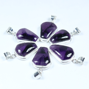 Colgante de Amatista en Forma de Paz Hecho a Mano, Chapado en Plata, Estilo Bohemio, Unisex, Regalo Minimalista, Joyería Gótica, Pieza Destacada, Venta al por Mayor - Product Image 5