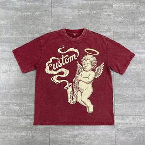 Acid <b>Washed</b> 100% Cotton Organic T-shirt for Men Regular Fit Printed Tees High Quality Streetwear Lightweight Classic T-Shirts - Product Image 1