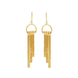 Boucles d'oreilles pendantes en laiton martelé style bohème, bijoux ethniques artisanaux de qualité supérieure, commande en gros - Product Image 1