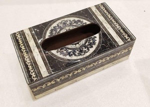 Mesa de Cocina Rectangular Multifuncional de MDF Estampado con Efecto Mármol de ILAHI, Hecha a Mano, con Soporte de Almacenamiento No Plegable - Product Image 2