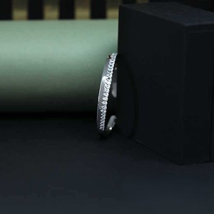 925 Silver Cuff <b>Bracelet</b> Princess Cut Crystal Rhodium Plated Minimalist Design Unisex Everyday Wear - Product Image 2