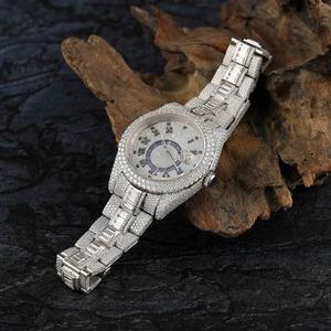 Montre automatique de luxe en acier inoxydable, sertie de diamants et de moissanite, mouvement suisse, résistante à l'eau, pour la vente en gros aux entreprises - Product Image 5