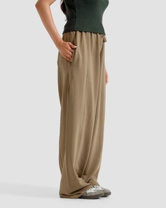 <b>Men's</b> <b>Khaki</b> Wide Leg Pants Elastic Waist Drawstring Casual Loose Fit Full Length Breathable Lightweight Terry/Cotton Solid Woven - Product Image 1