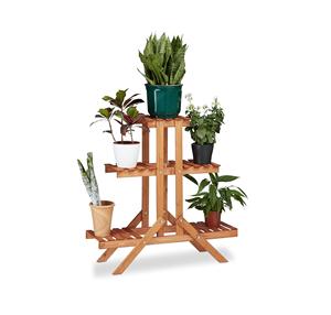 Support à plantes à 3 niveaux en bois de sapin massif de qualité supérieure, pour l'intérieur et l'extérieur, étagères de présentation de fleurs, décoration de jardin et de balcon, prix le plus bas - Product Image 1