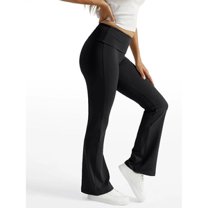 Pantalon évasé tendance pour femme avec logo personnalisé, taille haute, jambe large, en tissu extensible confortable pour la mode urbaine moderne - Product Image 4
