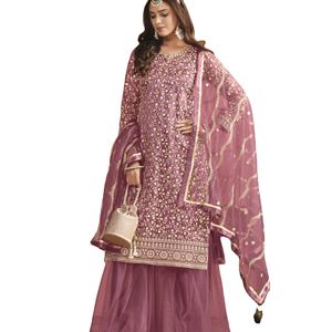 Traje Sharara de trabajo de secuencia de bordado de red de diseñador más reciente de Fab Zone - Product Image 1