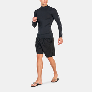 Camiseta de Compresión Negra de Manga Larga para Hombre, Camiseta Deportiva de Secado Rápido con Logotipo de Onda en la Manga Izquierda - Product Image 2
