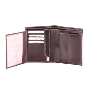 Cartera Abierta de Cuero Genuino Royaa, Tarjetero Pequeño, Estilo Vintage, para Hombre, de Poliéster, con Logotipo Personalizado, Color Marrón DK, con Bloqueo RFID - Product Image 4