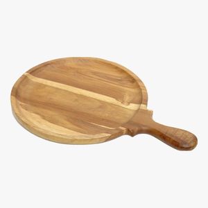 Planche à découper en bois d'acacia occidental (rond, 1,5 cm d'épaisseur) - Planche à pizza avec poignée 100% écologique - Product Image 5